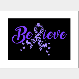 Purple Ribbon Elephant Lover ALZHEIMER AWARENESS Gift Posters and Art